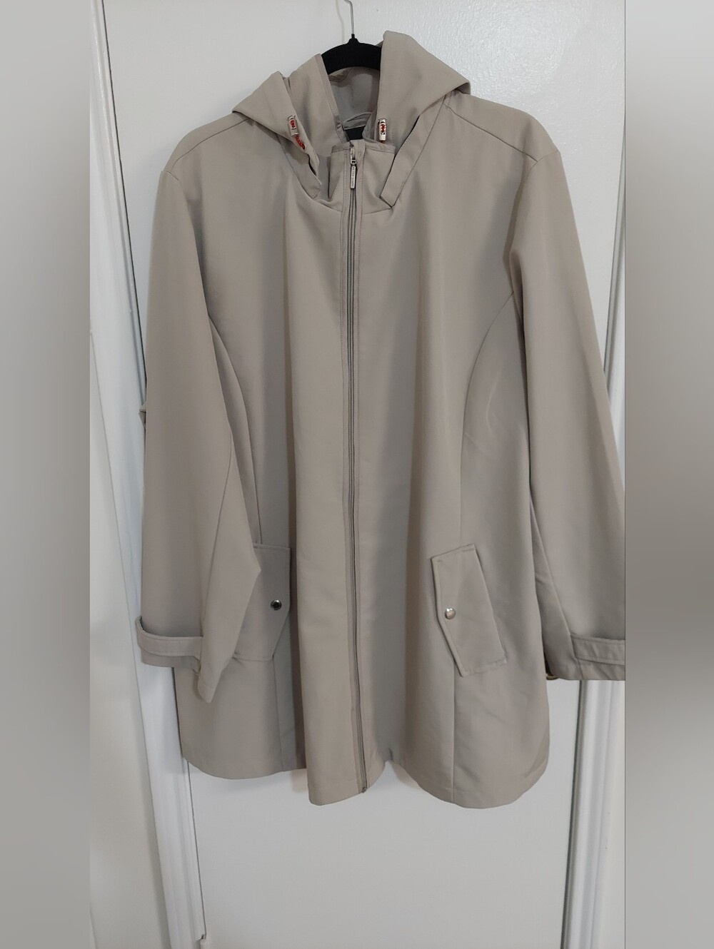 Weatherproof Taupe Hooded Zip-Front Trench Coat - Luscious Girl Size - 3x